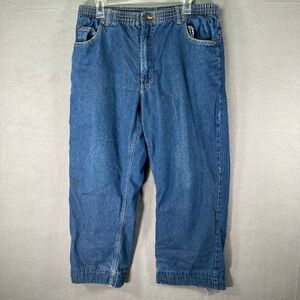 Ice House Flannel Lined Jeans Mens 36x26 Blue Denim Work Winter Pants
